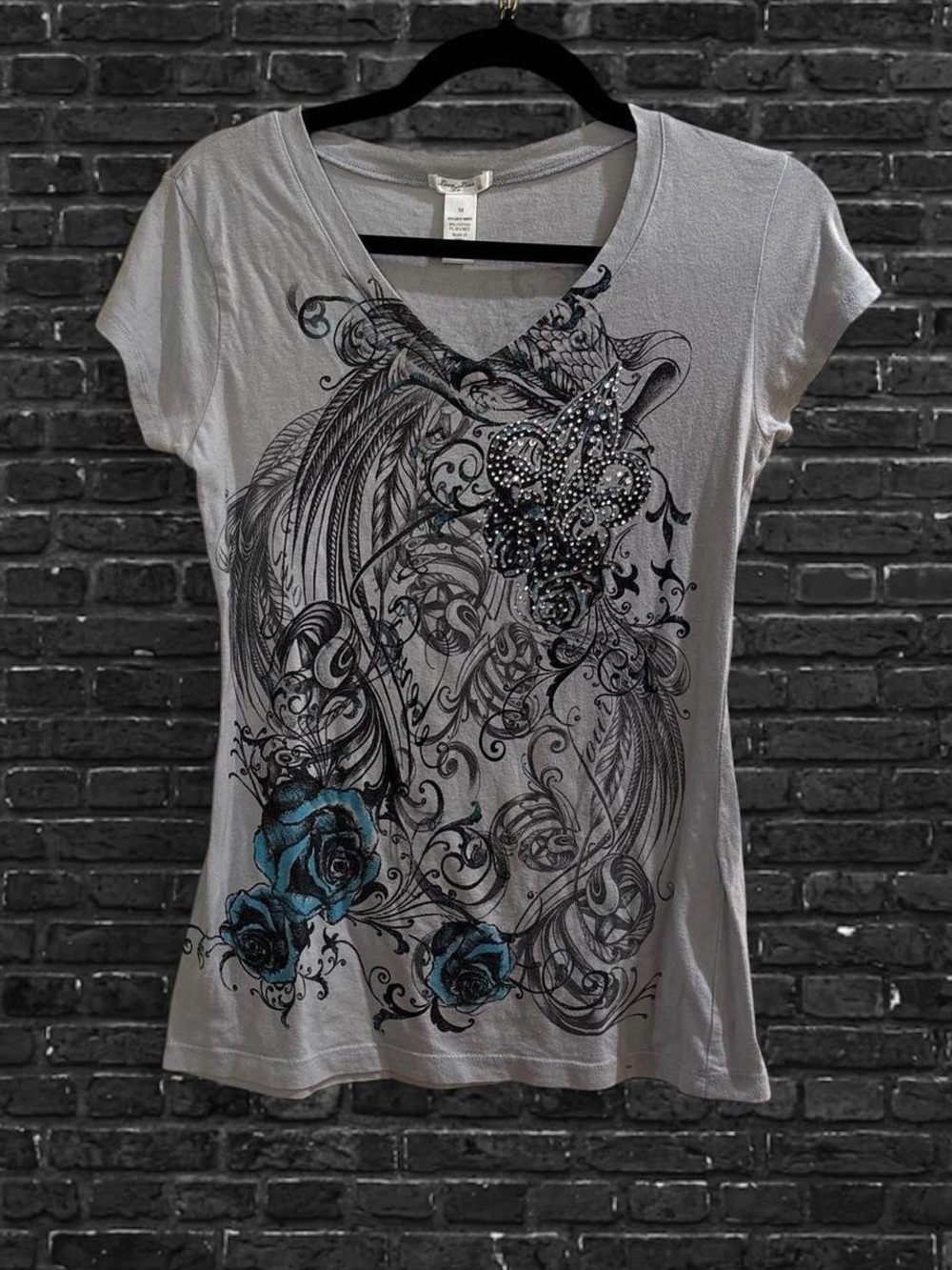 Y2K Grunge Rare Rhinestone Miss Me Style Shirt